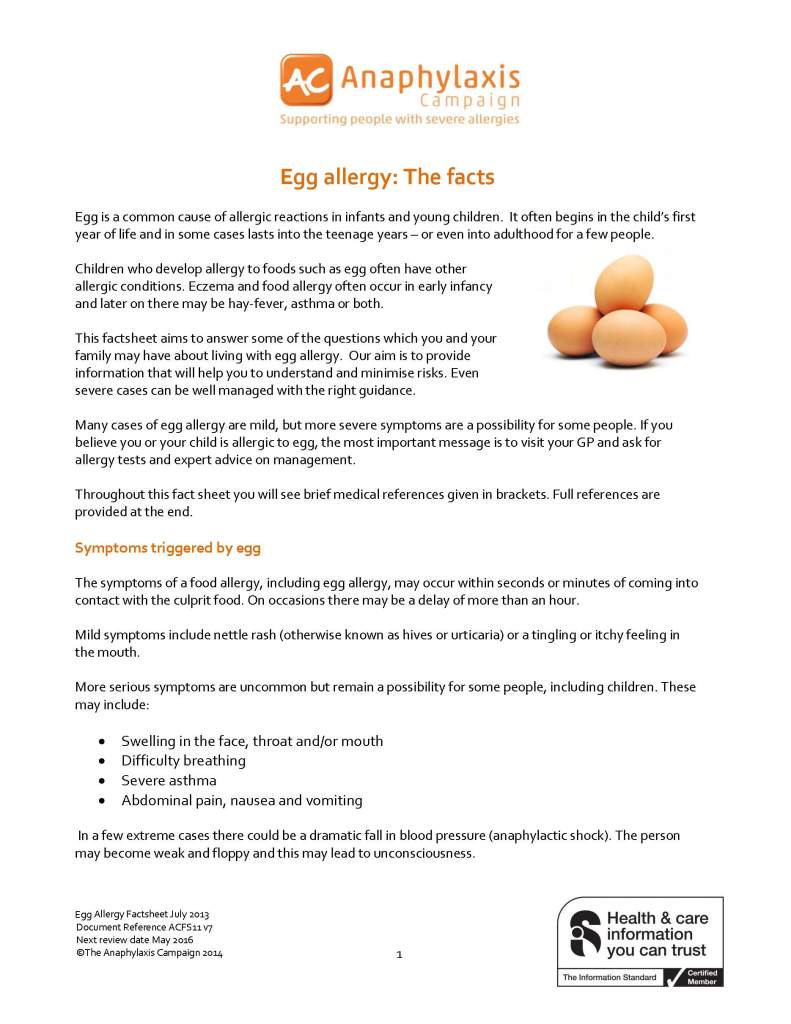 Egg Allergy Information Allergen Accreditation