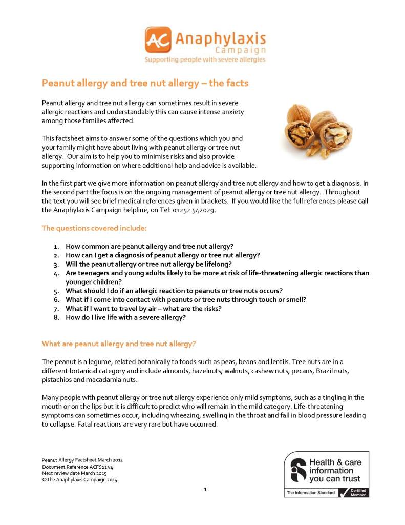 Peanut Allergy Information Allergen Accreditation